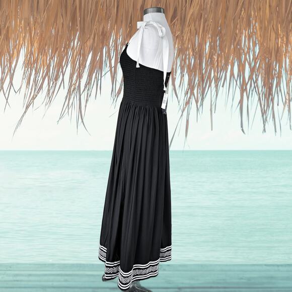 NEW Cabana Life Sanibel Embroidered Midi Maxi Dress Large Black Smocked Vacay - Picture 6 of 12